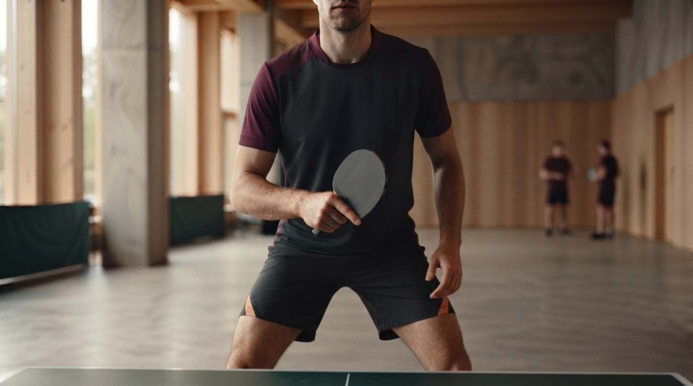 Améliorer la Défense au Tennis de Table, joueur défensif se préparant à l'échange