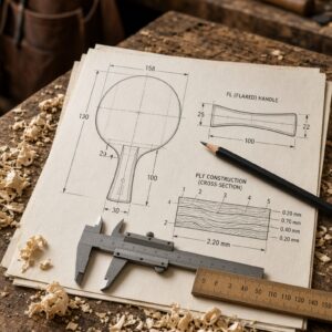 Custom Table Tennis Blade – Spruce / Ayous / Hinoki | Wenge FL Handle